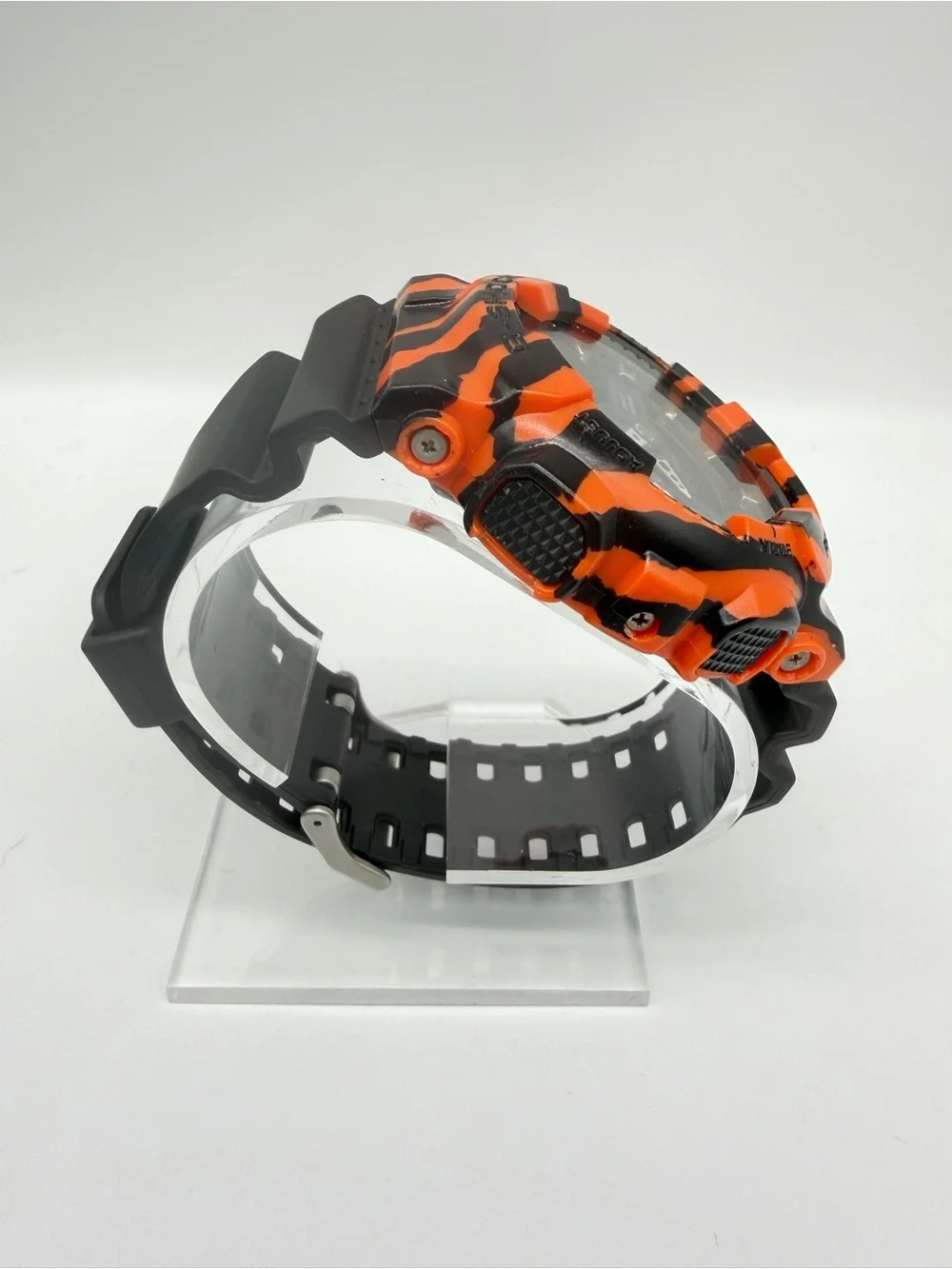 Custom Casio G-Shock GA-110 Orange Black Tiger Camo Art Watch 5146